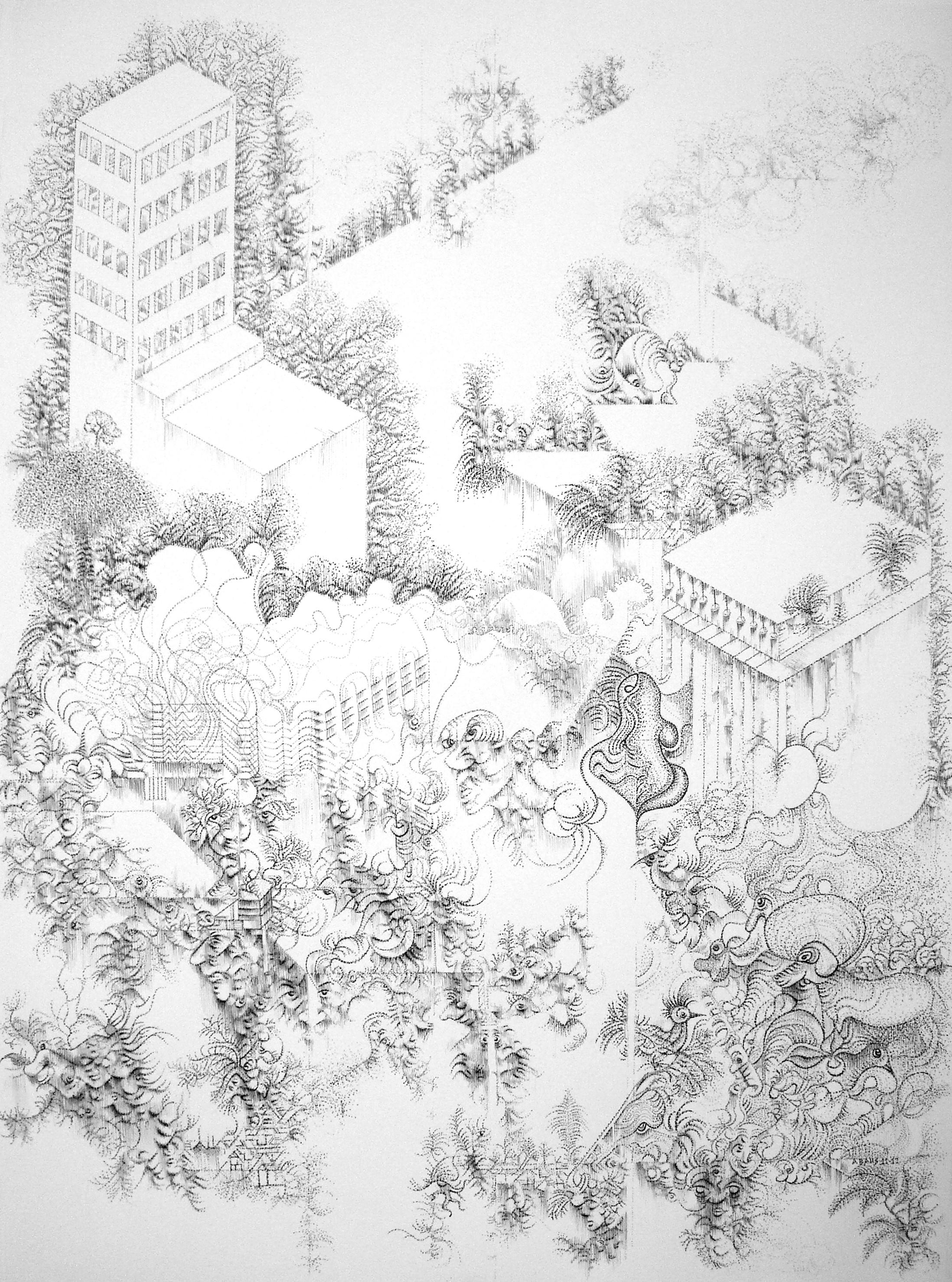 Andreas Vais,  dream city, 2012, 76 x 56 cm, indian ink on paper